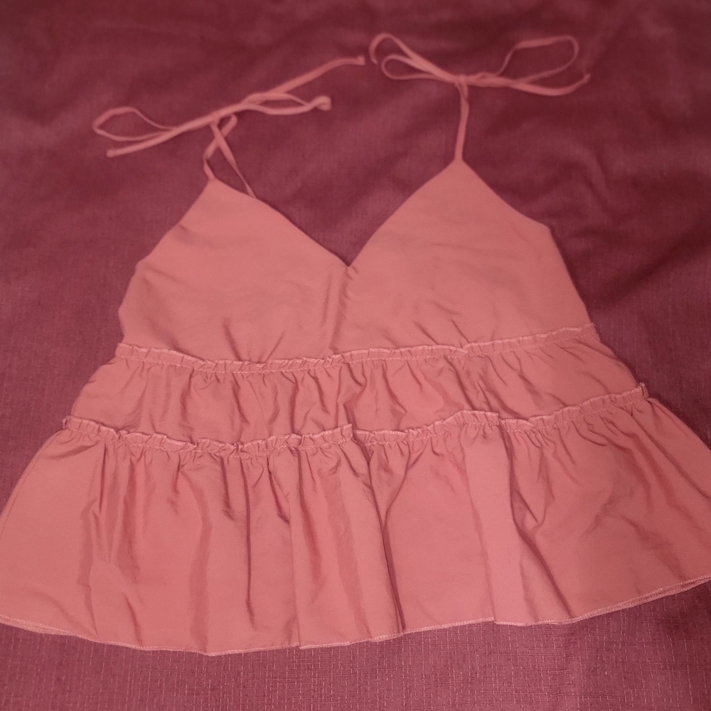 Pink Ruffled Halter Top